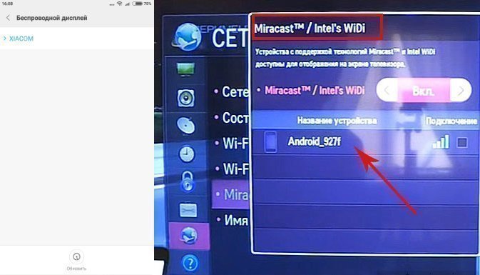 Синхронизация через WiDi телевизора и телефона Синхронизация через WiDi телевизора и телефона